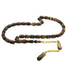 Gold Renk 925 Ayar Gümüş Püsküllü İmamesı Usta İşçilikli Kapsül Kesim Sedefli Bonibon Katalin Tesbih