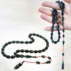 Sistemli Her Bir Tanesi ve İmamesi Usta işçilikli Kapsül Kesim Sedefli Turkuaz Siyah Katalin Tesbih