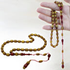 Sistemli Her Bir Tanesi ve İmamesi Usta işçilikli Kapsül Kesim Sedefli Kahverengi Kırmızı Katalin Tesbih