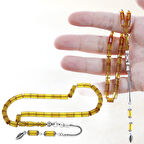 925 Ayar Gümüş Püsküllü Kesme Kesim Bilek Boy Soft Sarı Ateş Kehribar Tesbih