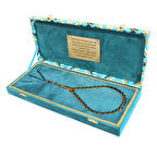 Premium Kutulu 1000 Ayar Gümüş Kazaz Püskül İstanbul Kesim Soft Sarı Büyük Boy Damla Kehribar Tesbih