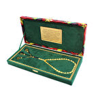 Damla Kehribar Tesbih - 1000 Ayar Gümüş Kazaz Püsküllü - King Seccer - Arpa Kesim - Premium Kutulu