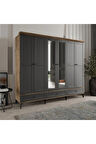 DALİ 6 KAPAKLI ANTRASİT GARDIROP TAMAMI MDF