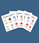 Öğretmenler Günü Tebrik Kartı 4 Lü - Not Kartı -Özel gün 24 Kasım - hediye kartı- tek yüzlü