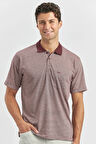 Bordo Kısa Kol Kendinden Desenli Jakarlı Polo Yaka Classic Comfort Fit Tişört 1011240190
