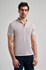 Koyu Bej Kısa Kol Baskılı Pike Polo Yaka Cepsiz esnek Casual Slim Fit Tişört 1011250150