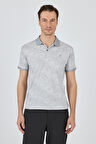 Gri Kısa Kol Baskılı Pike Polo Yaka Cepsiz esnek Casual Slim Fit Tişört 1011250152