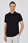Siyah Kısa Kol Düz Pike Polo Yaka Cepsiz Pamuk Casual Slim Fit Tişört 1011250157_001