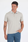 Açık Bej Kısa Kol Polo Yaka Cepli Classic Standart Beden Tişört 1011250173