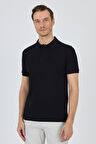 Siyah Polo Yaka Kısa Kol Cepsiz Slim Fit Classic Pamuklu Tişört 1011250177