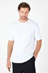 Beyaz Bisiklet Yaka Kısa Kol Slim Fit Pamuklu Tişört 1011250191