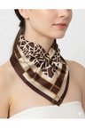 Tarzını Seç Kahverengi Mozaik Zincir Fular / Bandana / Aksesuar 48x48 cm