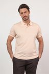 Bej Polo Yaka Kısa Kol Cepsiz Comfort Fit Pamuklu Tişört 1011260153