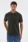 Haki Polo Yaka Pike Kısa Kol Slim Fit %100 Pamuk Tişört 1011260171