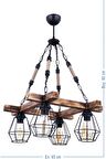 TETRA WOODEN 4 LÜ LÜX HALATLI AVİZE (SİYAH)