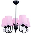 SAMARA 5 Lİ AVİZE SİYAH (PEMBE ŞAPKALI)