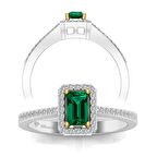 0,55 Karat Pırlantalı Zümrüt Yüzük