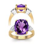 Tasarım Ametist Taşlı Pırlanta Yüzük