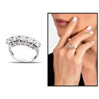 Starlight Diamond Pırlanta Montür Mikro Taşlı Zarif  Tasarım 925 Ayar Gümüş Kadın Beştaş Yüzük