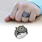 Otantik Tasarım "Mühr-i Süleyman" İşlemeli 925 Ayar Gümüş Erkek Yüzük