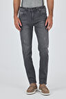 Gri Gabardin 5 Cep Düz Paça Casual Slim Fit Pamuklu Denim Pantolon 1023250150
