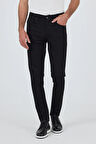 Siyah Gabardin 5 Cep Düz Paça Casual Slim Fit Pamuklu Denim Pantolon 1023250158
