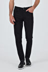 Siyah Gabardin 5 Cep Düz Paça Casual Slim Fit Pamuklu Denim Pantolon 1023250158