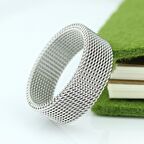 Chavin Kadın Erkek Esnek Gri Çelik Örgü Yüzük n48