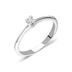 Chavin 0.07 Carat H Color Pırlanta Gümüş Tektaş Yüzük ca49