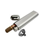 Çelik 2 li Kapaklı Puro Kılıfı ve içki Matarası hu32