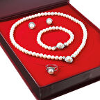 Chavin İnci Gümüş Kolye Küpe Bileklik Yüzük Takım Set ds47