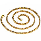 Chavin 5 mm. 55cm.Sarı Gold Burgu Çelik Kadın Erkek Zincir dt50-5