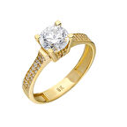 Chavin 1,25 Carat Tek Taş 2,5 gr. Sarı Altın Yüzük du34