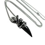Chavin Ejderha Siyah 75 cm. Uzun Zincir Erkek Çelik Kolye dm65sy