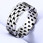 Chavin Gri Kadın Erkek Hasır Dizayn Çelik Yüzük du14