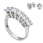 Chavin 1.75 carat Beştaş 5 Taş Zirkon Gümüş Kadın Yüzük dz67