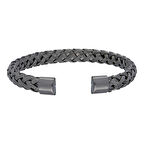 Chavin Buz Siyahı Örgü Kelepçe Çelik Erkek Bileklik ec53sy