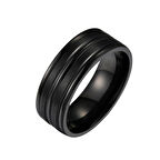 Chavin Siyah ip Kaplama Kadın Erkek Çelik Yüzük Alyans ec43sy