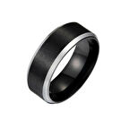 Chavin Mat Siyah Kadın Erkek Çelik Yüzük Alyans ec44sy