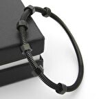 Chavin Siyah Vidalı Kelepçe Dizayn Çelik Kadın Bileklik ef20sy