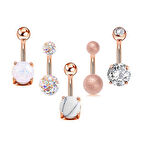Chavin 5 adet Taşlı Taşsız Cerrahi Çelik Göbek Piercing eh02rs