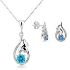 Topaz Melek Kanadı 0.04 carat Pırlanta Gümüş Kolye Küpe Seti ei09