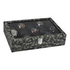 Chavin 15li Kamuflaj Lüx Seri Ahşap Camlı Saat Kutusu st15-53