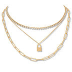 Chavin 3 Katmanlı Taşlı Gold  Alloy Kadın Zincir Kolye en25