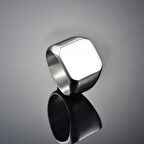 Chavin Parlak Gri Çelik Kadın Erkek Yüzük dc90