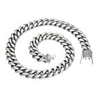 Chavin 46 cm. 14 mm. Taşlı Çelik Kadın Zincir Kolye ep08