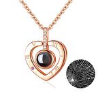 Chavin 100 Dilde Seni Seviyorum Rose Love Kalp Kolye er05rs