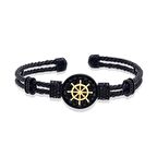 Chavin Siyah Gold Dümen Figürlü Pirinç Erkek Bileklik er64sy