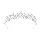 Chavin Taşlı İnci Kraliçe Gelinlik Tacı Kına Düğün Tacı Taç es45