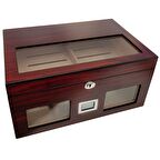 Falconetti Bordo 2 Katlı Camlı Dijital Humidor Puro Kutusu rc59kr